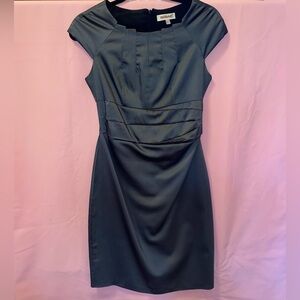 Elegant Dark Grey Lady Boss Dress Cap Short Sleeve Office Cocktail Modain Medium